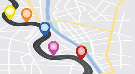 Fototapeta premium Main road on map. navigation concept. vector