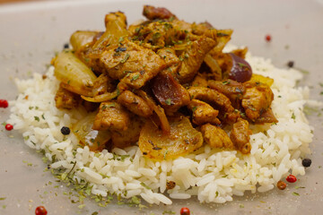 strips of pork greek style with rice