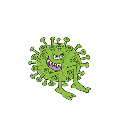 corona virus, color cartoon illustration
