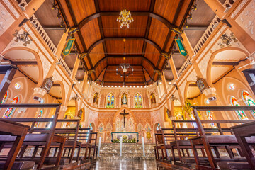 Internal front view of Cathedral of the Immaculate Conception. It is the one of the largest Catholic churches in Thailand.