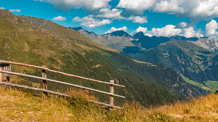 Fototapeta premium Beautiful alpine view at the famous Timmelsjoch high alpine road, Dolomites, South Tyrol, Italy