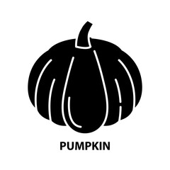 pumpkin icon, black vector sign with editable strokes, concept illustration