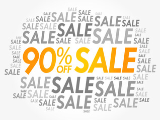 90% OFF Sale word cloud collage, business concept background
