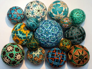 Traditional japanese decorative balloon of happiness made of yarn