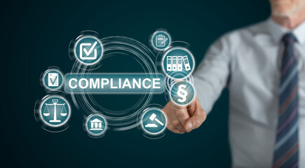 Fototapeta premium Man touching a compliance concept