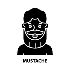 mustache icon, black vector sign with editable strokes, concept illustration