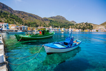 Fototapeta na wymiar Kastellorizo Island harbour view in Greece