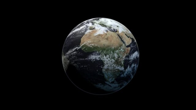Photo realistic 3D earth. Earth from space. Rotating planet earth. Blue planet.