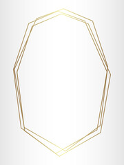 Golden polyhedron card, vector art illustration.