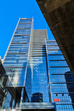 Westpac Place, a skyscraper in Sydney, Australia. The headquarters of Westpac, a major Australia / New Zealand bank. Photographed May 30 2019