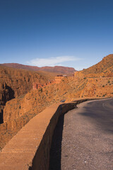 View of the impressive road in Dades gorge in Morocco