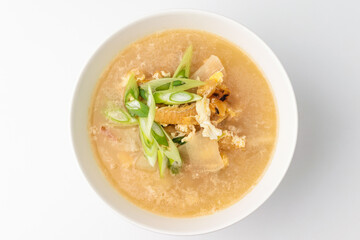 Dried Pollack Soup on White Background