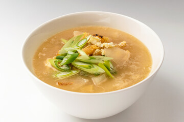 Dried Pollack Soup on White Background
