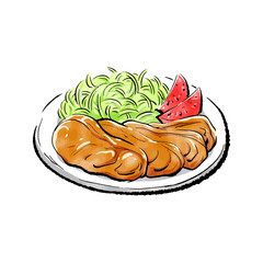 手書きラフスケッチ_豚の生姜焼き shoga yaki