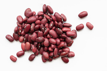 red kidney beans isolated on white background scattered red beans