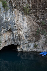 The cave from which the river Buna flows in the town of Blagaj. Bosnia and Herzegovina