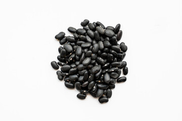 black beans isolated on white background scattered beans