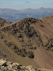 Dry and rocky landscape of Pyrenees Mountains in Spain