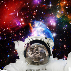 Obraz na płótnie Canvas Astronaut and galaxy. The elements of this image furnished by NASA.