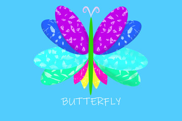 Vector drawing of a butterfly, colorful and bright.