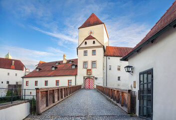 Bridge and entrance gate to Veste Oberhaus fortress in Passau, Germany