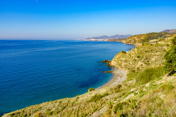 Fototapeta na wymiar Spanish coast landscape, cliffs in Andalusia.