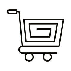 shopping cart trolley with spiral forms line style icon