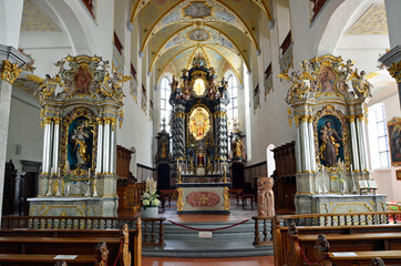 Fototapeta na wymiar Pfarrkiche St.Peter Innen, Bad Waldsee