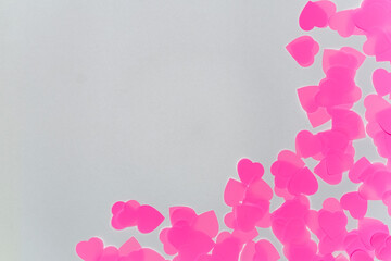 Pink hearts on a white background.Valentine's day background with copy space