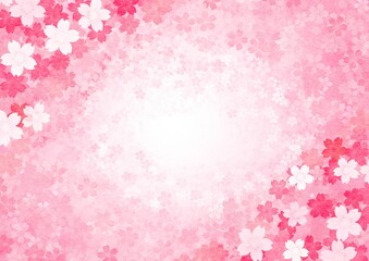 桜の花がグラデーション状に重なる背景イラスト