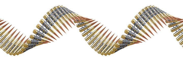 Machine gun belts twisted into a spiral. Replicable realistic vector illustration.