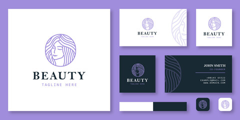 Beauty logo design with business card template