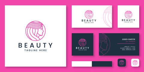 Beauty girl logo with business card template