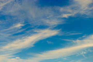 Beautiful blue sky background with tiny clouds