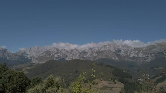 The Picos de Europa (Peaks of Europe) a mountain range part of the Cantabrian Mountains in northern Spain.