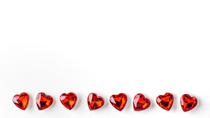 Valentine's Day Background. White background with hearts. Copy space.