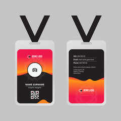 Modern Colorful ID Card Design Template with Abstract Shape. Easy to Use and Customize.