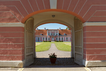 Late barocco styled Sagadi Manor, built in 18th century, Estonia. Sunny summer day.