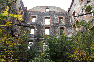 An old abandoned building from the beginning of the last century. The skeleton of a large manufactory