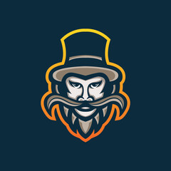 Mustache man esport gaming mascot logo template for streamer team. esport logo design with modern illustration concept style for badge, emblem and tshirt printing