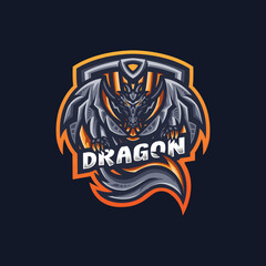 Dragon esport gaming mascot logo template for streamer team. esport logo design with modern illustration concept style for badge, emblem and tshirt printing