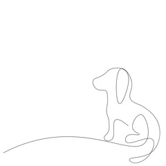 Cute puppy dog line drawing, vector illustration