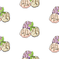 Ice cream seamless pattern. Vector illustration, hand drawn elements