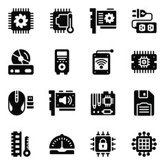 
Pack of Processor Glyph icons 

