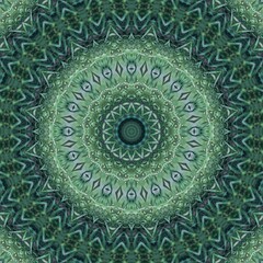  Green abstract leaf backgroudn with mandala shape