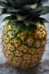 Close up shot of whole pineapple. Fresh fruit.