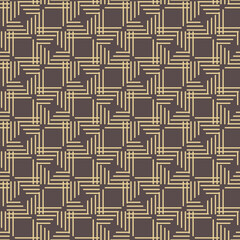 Fototapeta premium Geometric abstract vector pattern. Geometric modern brown and golden ornament. Seamless modern background
