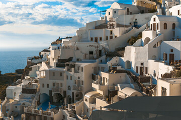 Panoramic of the Island of Santorini, Greece.