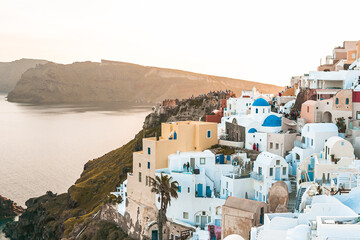 Panoramic of the Island of Santorini, Greece.