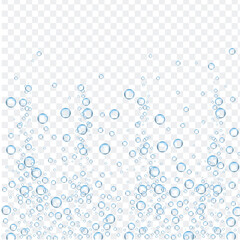 Fototapeta na wymiar Bubbles in water on transparent background. Bubbles in water for wallpaper, texture background and pattern template. Water bubbles, vector background
